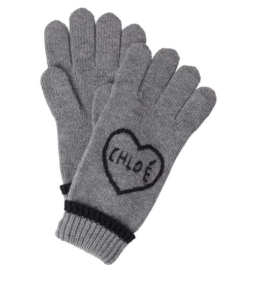 Chloé Kids Logo embroidered cotton and wool gloves