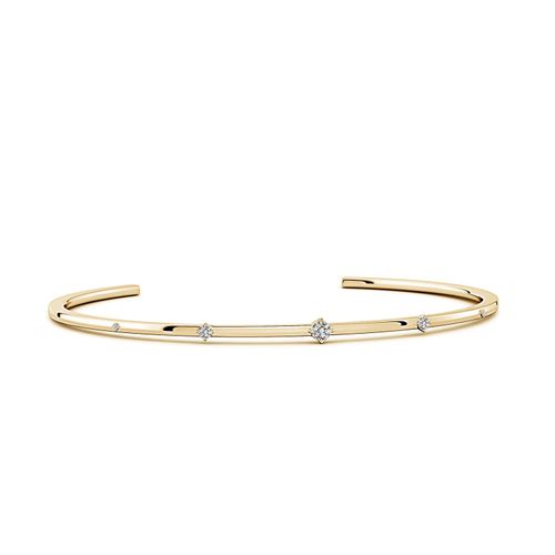 Angara 3 MM Five-Stone Round Diamond Station Cuff Bracelet in 14K Yellow Gold