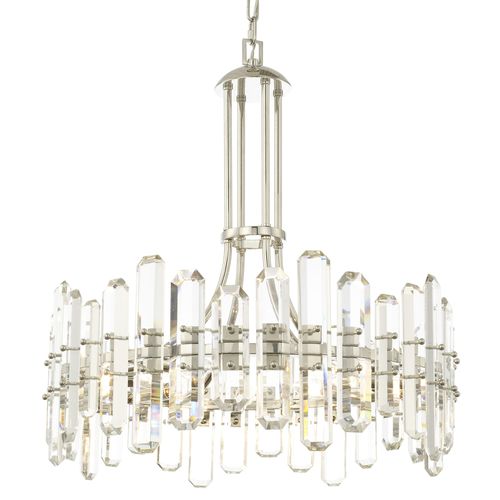 Bolton 6-Light 26" Transitional Chandelier in Polished Nickel with Faceted Crystal Elements Crysta