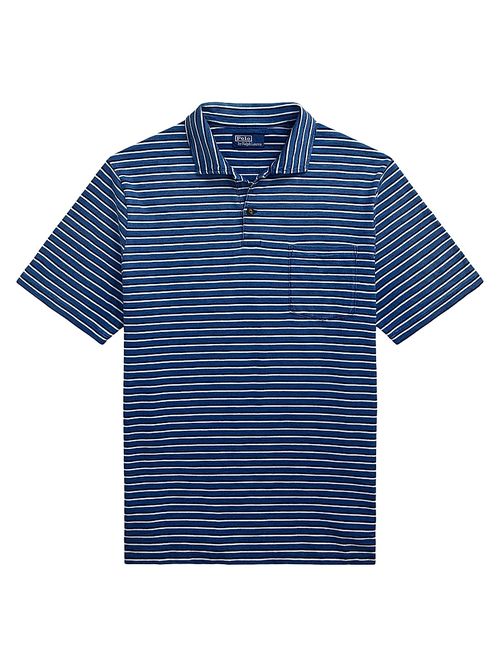 Men's Classic-Fit Striped Jersey Polo Shirt - Medium Indigo Multi