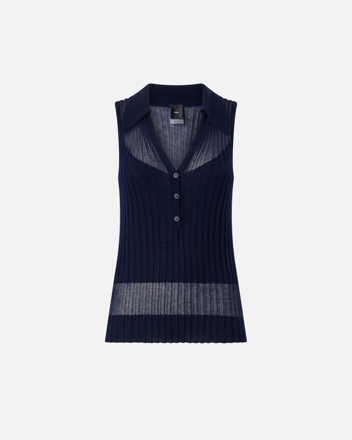Ribbed polo tank top