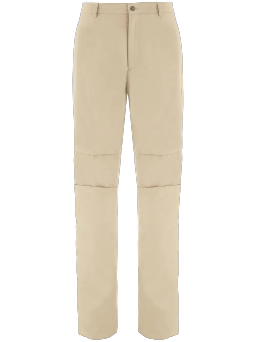 Logo-Patch Cotton Cropped Trousers — Beige