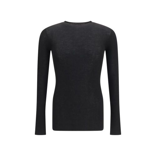 Ribbed Merino Wool Sweater — Black