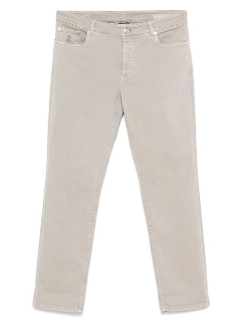 Brunello Cucinelli logo-embroidered jeans - Grey