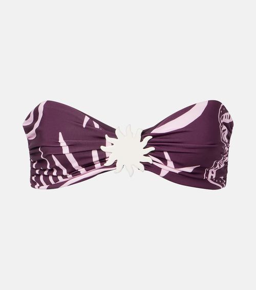 Maple printed bandeau bikini top