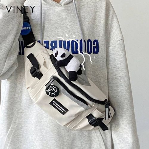 VINEY2025 New Crossbody Bag Men's Trendy Waist Bag Chest Bag Canvas Dumpling Bag Shoulder Bag