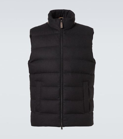 Down-paneled silk and cashmere vest