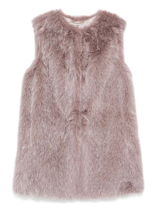 Faux-Fur Sleeveless Vest — Mauve