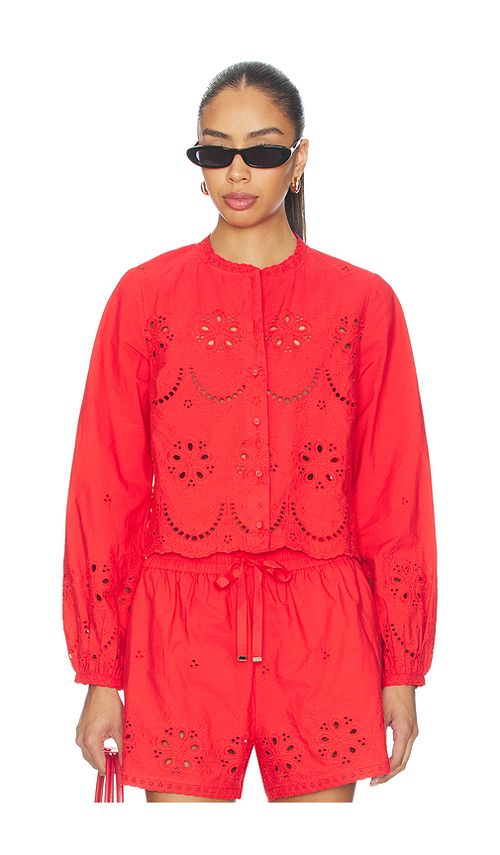 CAMI NYC Kalena Cotton Blouse in Red. XXS. Also in XS, S, M