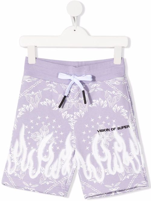 Bandana-print cotton shorts - Purple