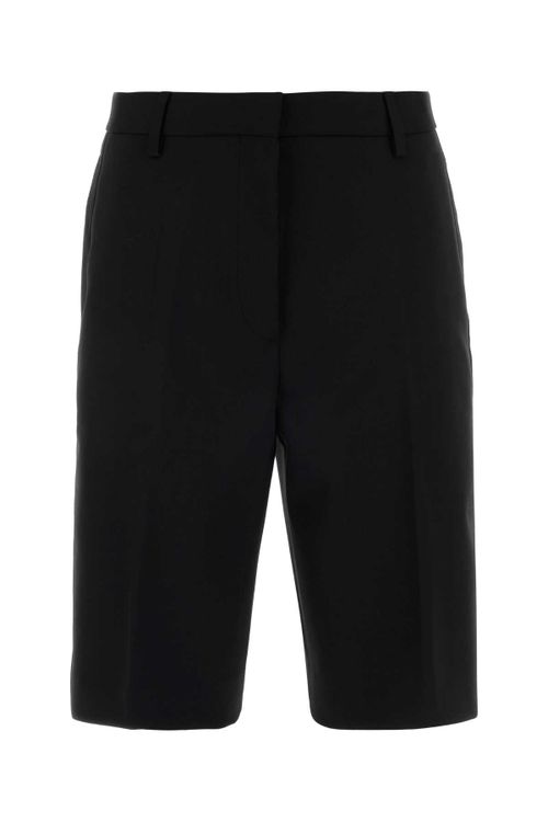 Wool-Blend Bermuda — Black