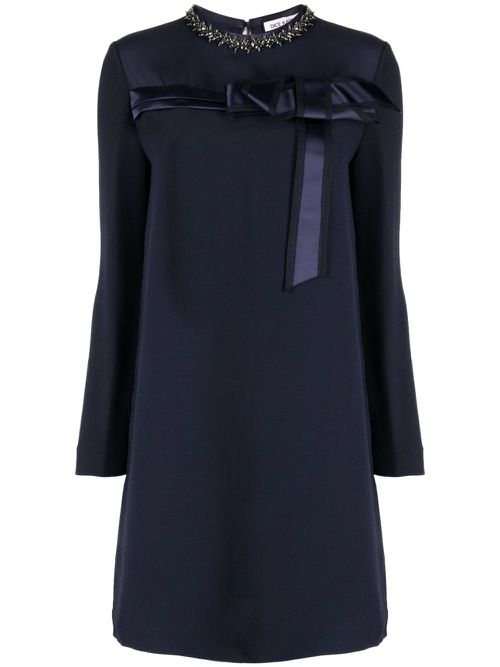 Crystal-embellished silk minidress - Blue