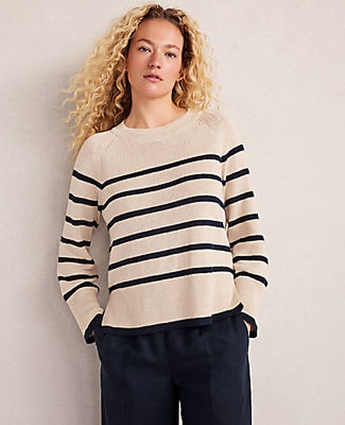 Ann Taylor Haven Well Within Organic Cotton Linen Stripe Crewneck