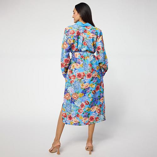 Black Label Printed Woven Shirt Dress - Blue