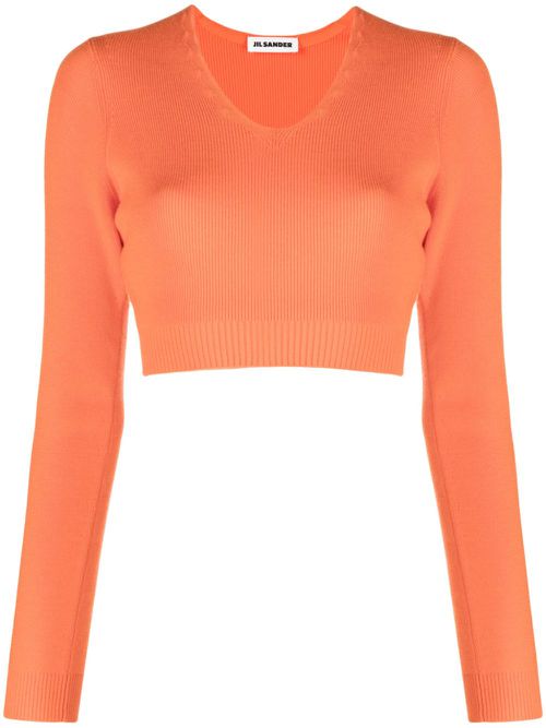 Ribbed-knit cropped top - Orange