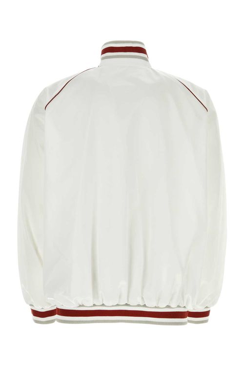 White Nylon Bomber Jacket