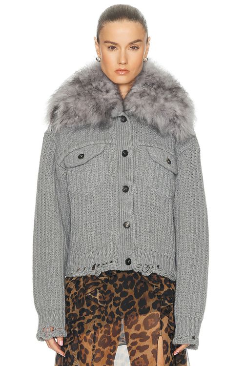 Blumarine Long Sleeve Cardigan in Grey