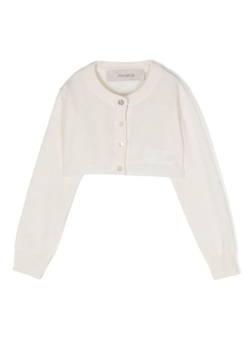 Long-sleeve cropped cashmere cardigan - Neutrals