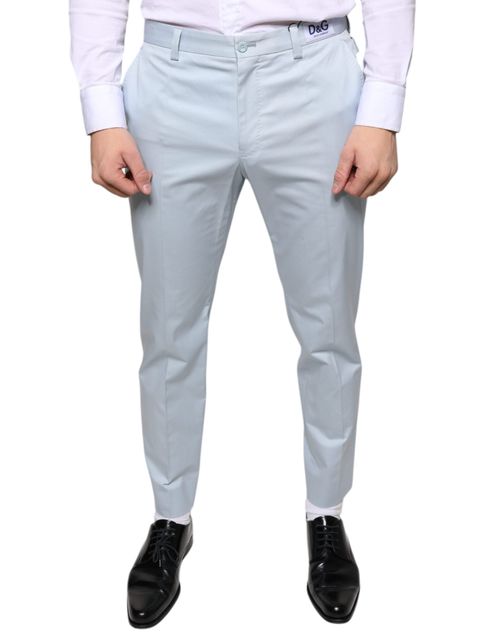 Cotton-Elastane Dress Trousers — Blue