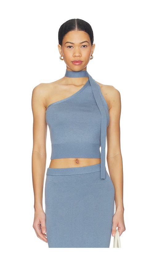 Lovers and Friends Genie One Shoulder Tank Top in Dusty Blue. L also in XS, S