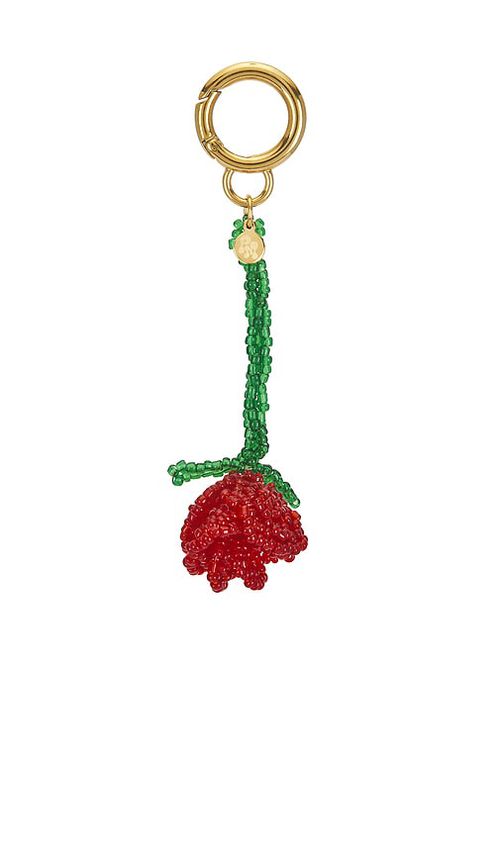 Petit moments Beaded Rosette Keychain in Metallic Gold
