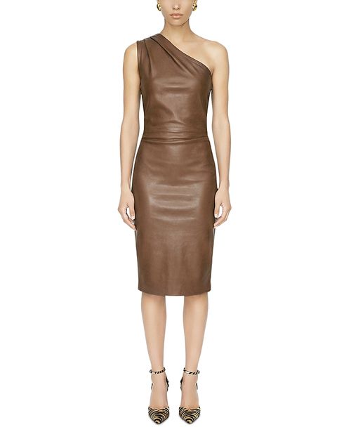 Pelle One Shoulder Faux Leather Dress