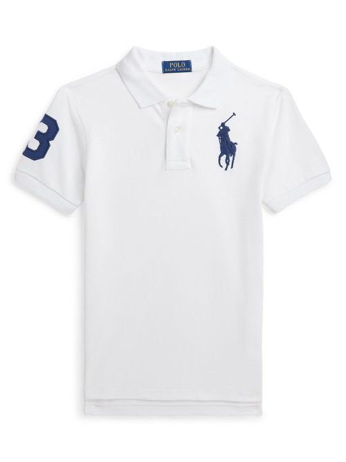 Polo Pony-embroidered cotton polo shirt - White