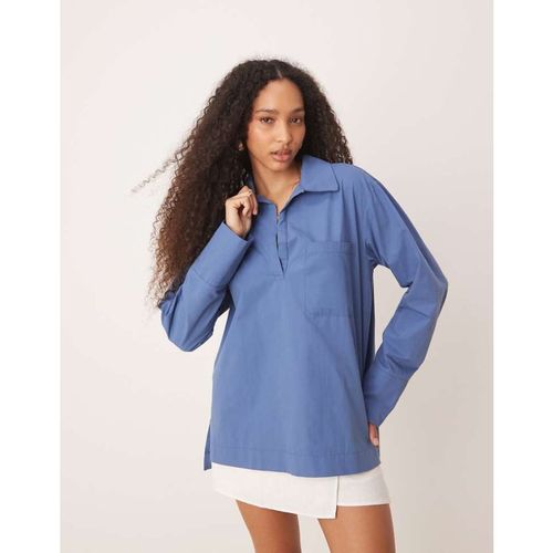 ASOS DESIGN Womens poplin collared patch pocket shirt in blue - Sky Blue