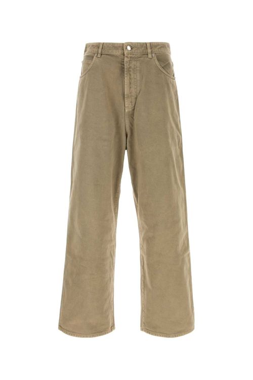 Wide-Leg Cotton Jeans — Beige
