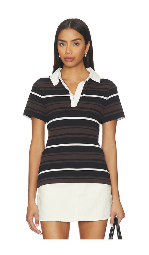 ALIGNE Maiden Stripe Polo in Black. - 0 also , 4, 6, 8