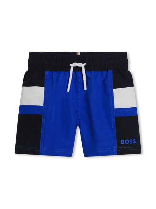 Colour-block drawstring swim shorts - Blue