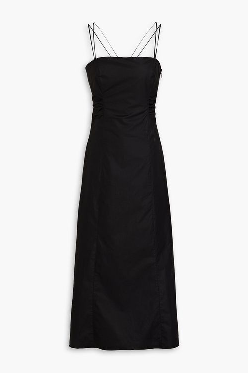 Cutout cotton-blend poplin midi dress