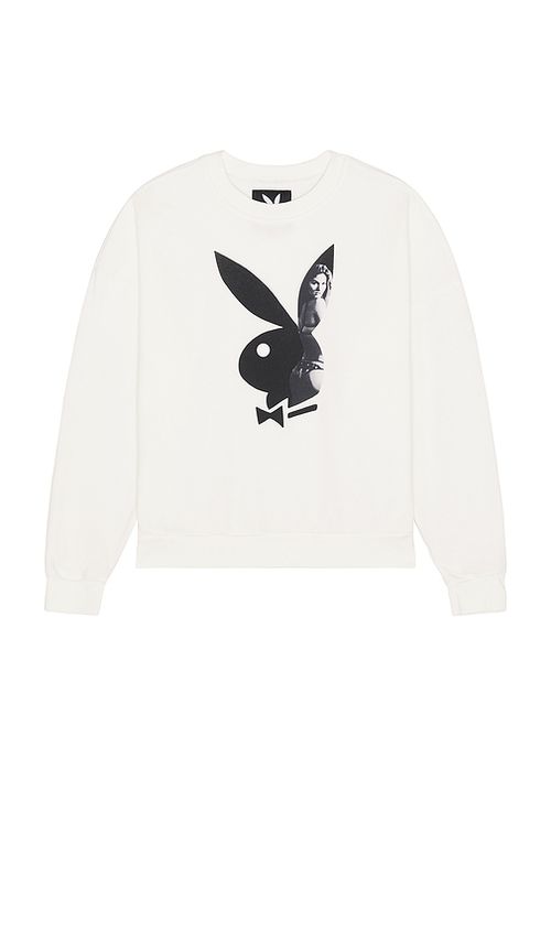Playboy SWEATSHIRT BUNNY SHADOW in White. Größe S. Also in L, M, XL/1X