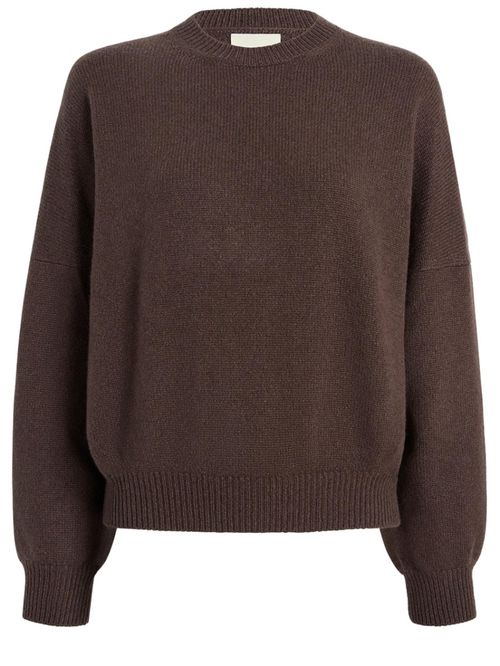 Brown Solid Crew Neck Sweater