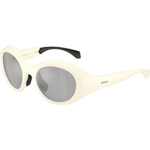 Moncler Unisex Moncler ME8005 FUTURO 50028V Gafas de sol Inyectado Blanco Gris Redonda Espejo