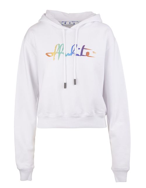 Rainbow logo print cropped hoodie