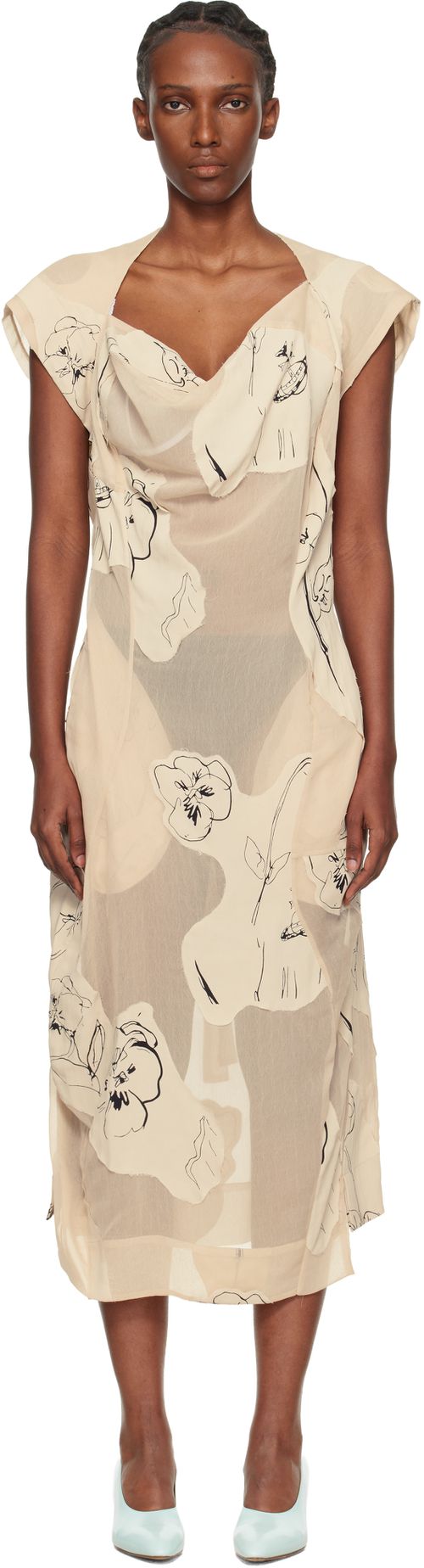 Off-White Printed Veil Crepe Ionian Midi Dress