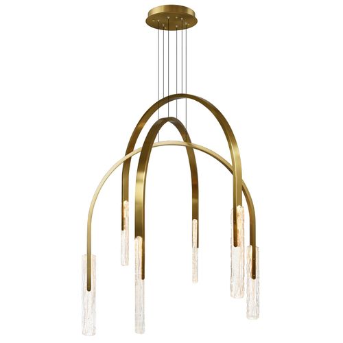Brass LED Chandelier from the Curva Collection