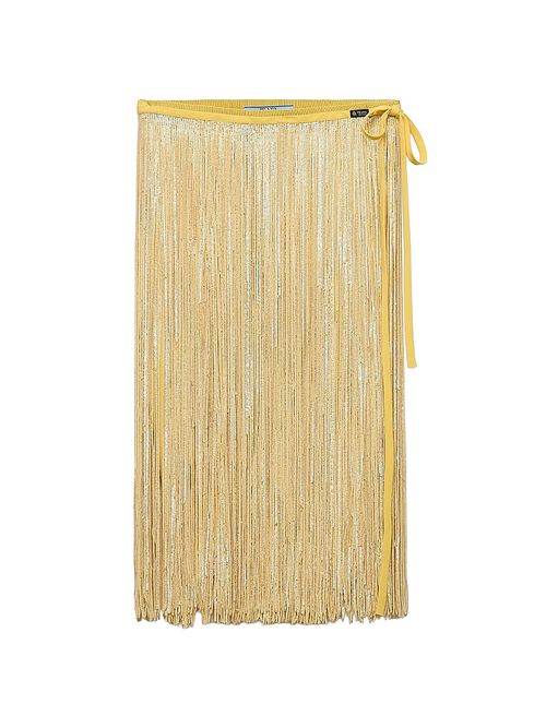 Women's Skirt With Sequin Fringe - Yellow