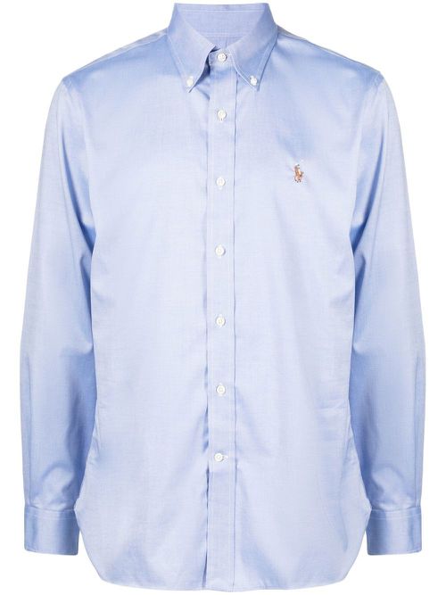 Embroidered-logo shirt - Blue