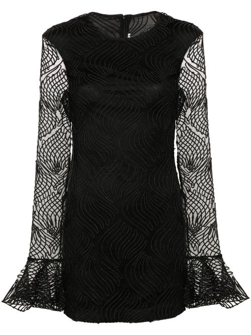 Shiny flounce mini dress - Black