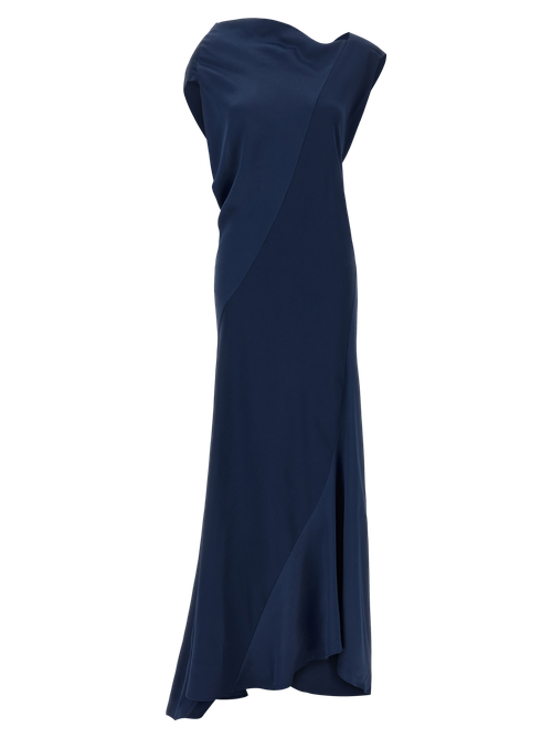 Asymmetrical Viscose Dress — Navy