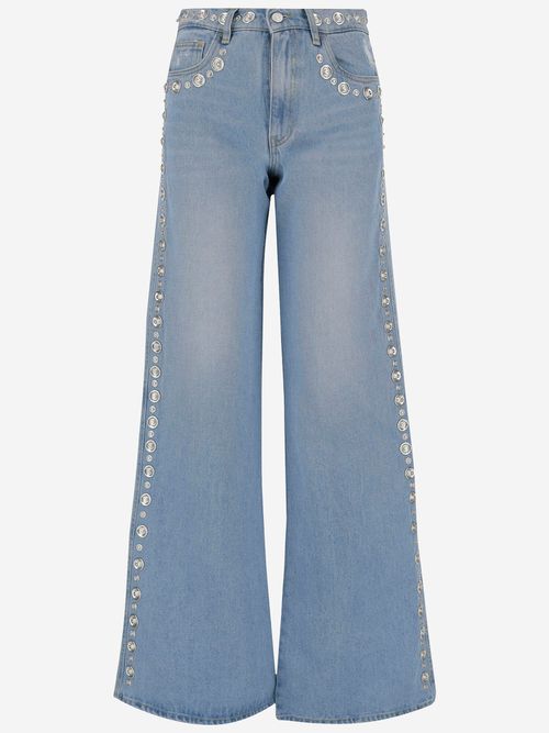 Cotton Denim Jeans With Studs