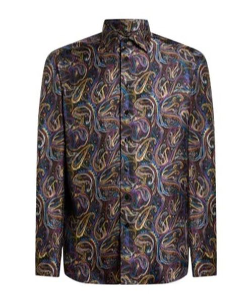 Metallic Paisley Motif Satin Shirt