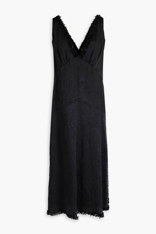 Proenza Schouler - Bead-embellished crinkled-satin midi dress - Black - US 6