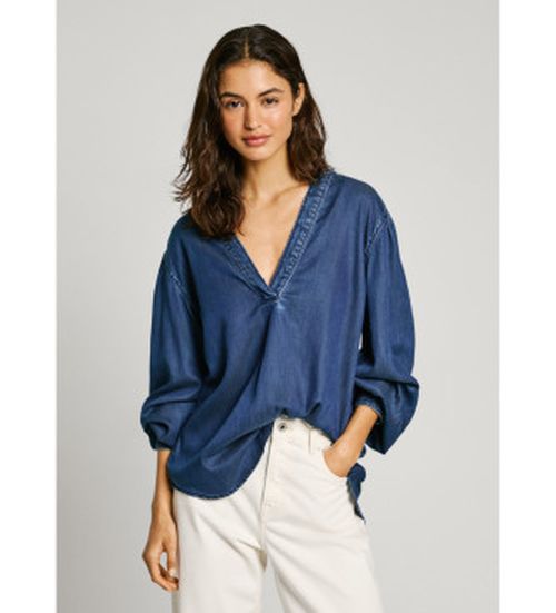 Pepe Jeans for woman. PL305034 Blouse Candace navy (S), Casual, Cotton, Long sleeve, Sustainable