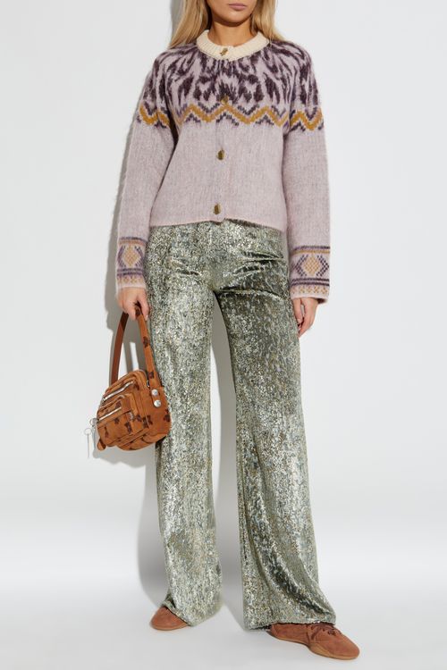 Velvet Trousers With Lurex Thread, Women's, Silver