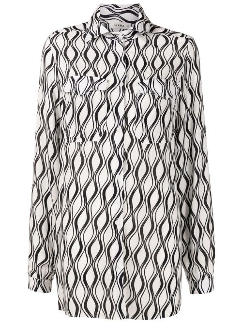 Long wave-print shirt - Black