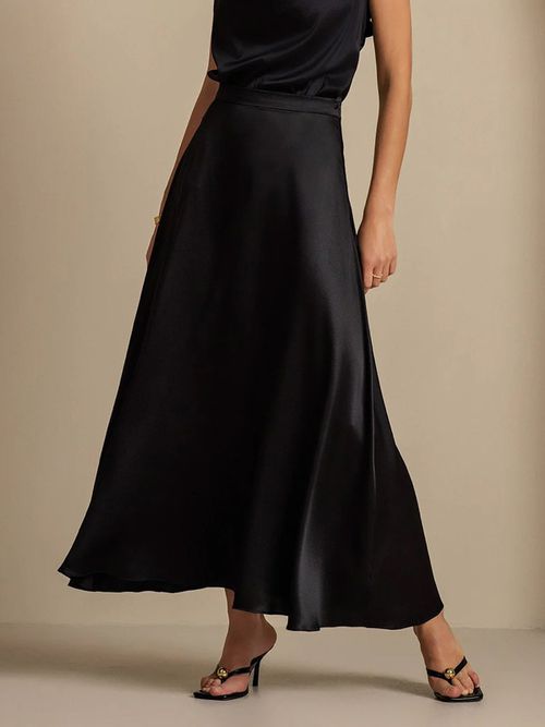 19Momme Silk A Line Maxi Skirt with Lining
