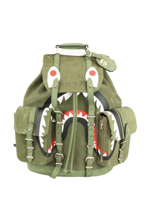 X A BATHING APE® buckled canvas backpack - Green